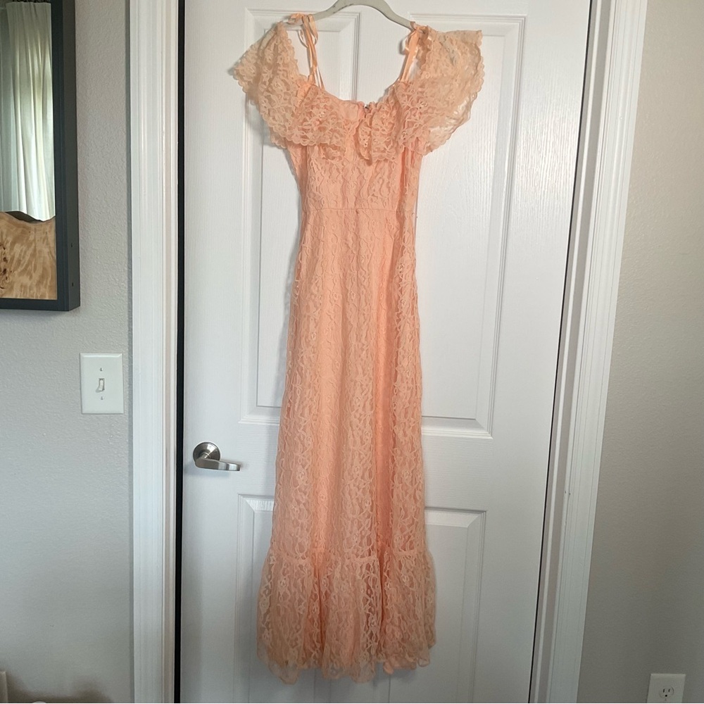 Peach Lace Maxi Dress - Women's Peach Lace Gown